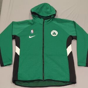 Nike Men's Celtics Green and Black Warmup Hoodie